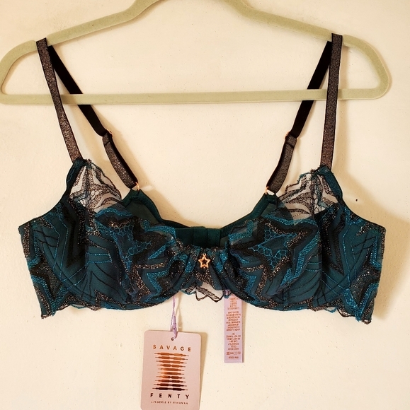 New Savage X Fenty Shining Star Half Cup Plunge Wildflower Blue Size 36C NWT - Picture 5 of 11
